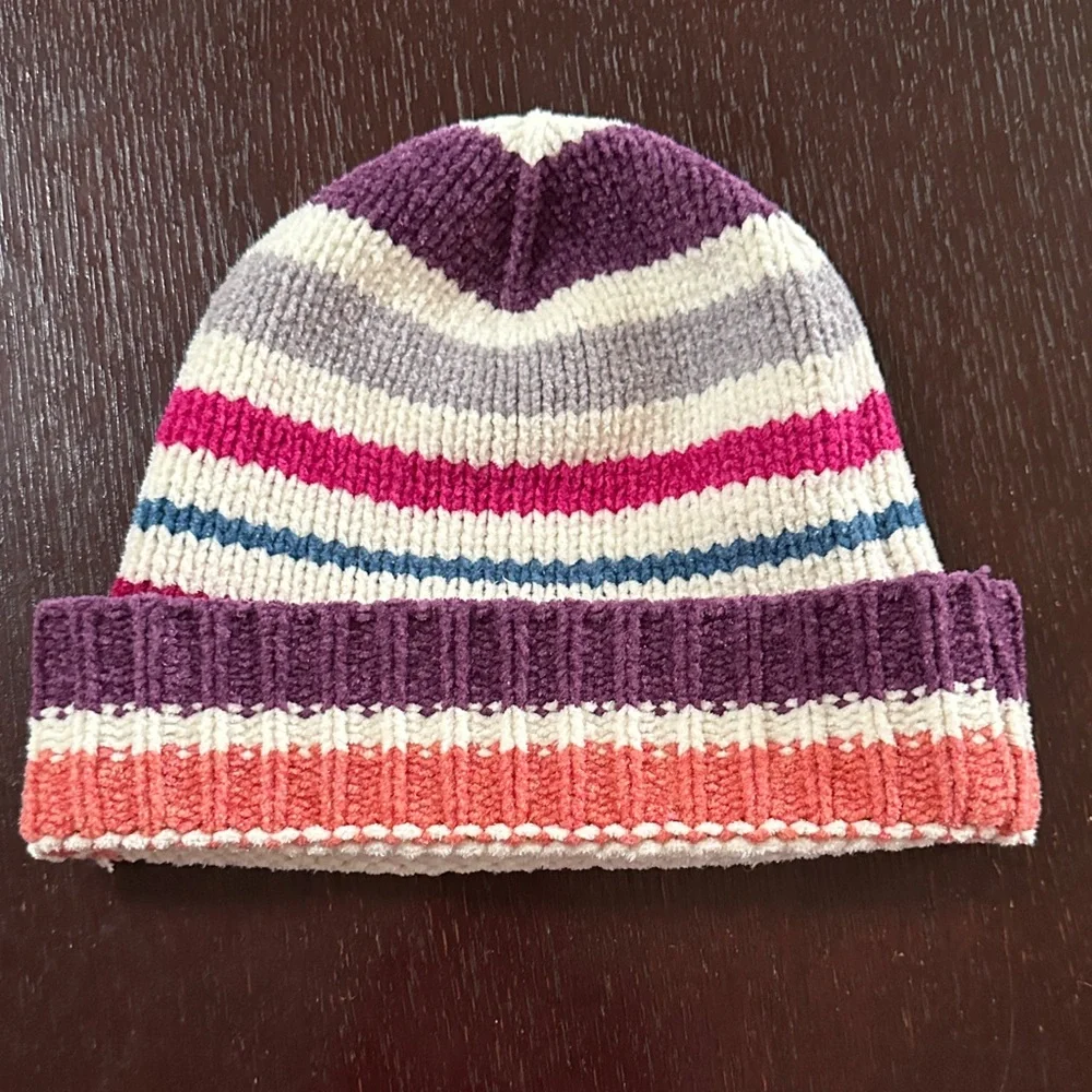 Colorful striped beanie hat